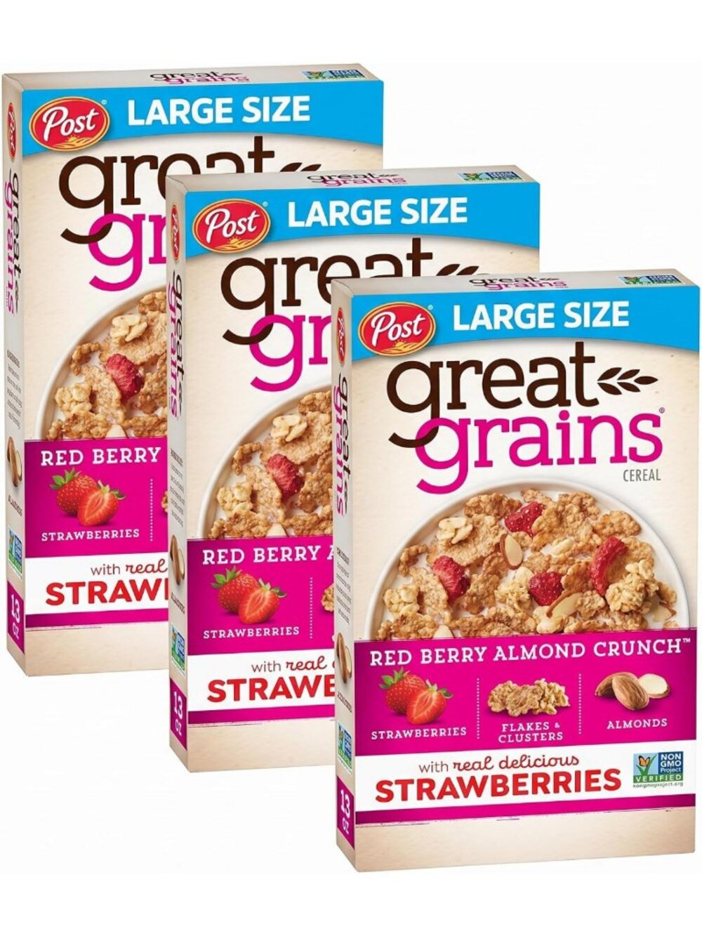 Nutritious Red Berry Almond Crunch Cereal, Strawberry Granola Clusters, Non-GMO